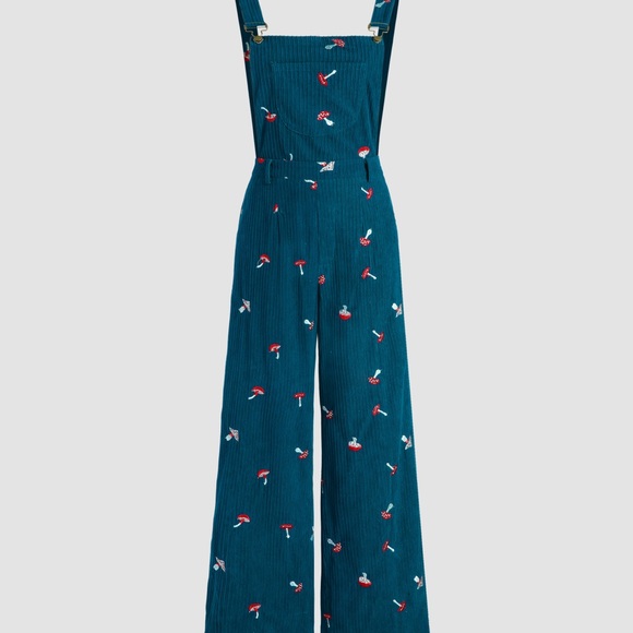 Cider Denim - Cider Casual Embroidered Mushroom Corduroy Overalls Jumpsuit Cottagecore Retro
